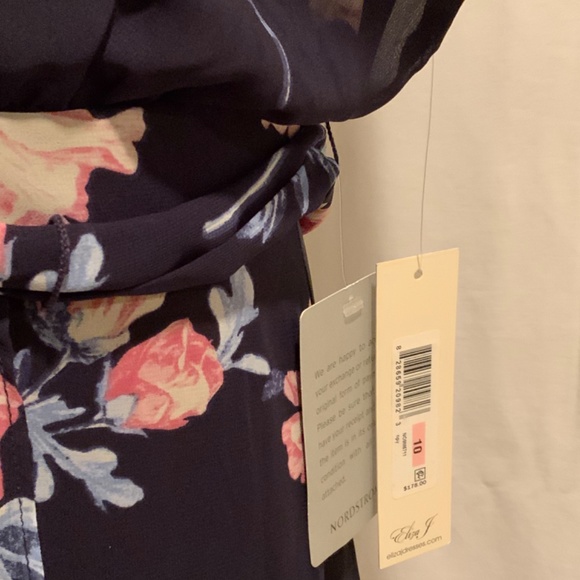 Eliza J Navy Floral High-Low Wrap Dress Size 10 - Picture 9 of 10